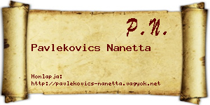 Pavlekovics Nanetta névjegykártya